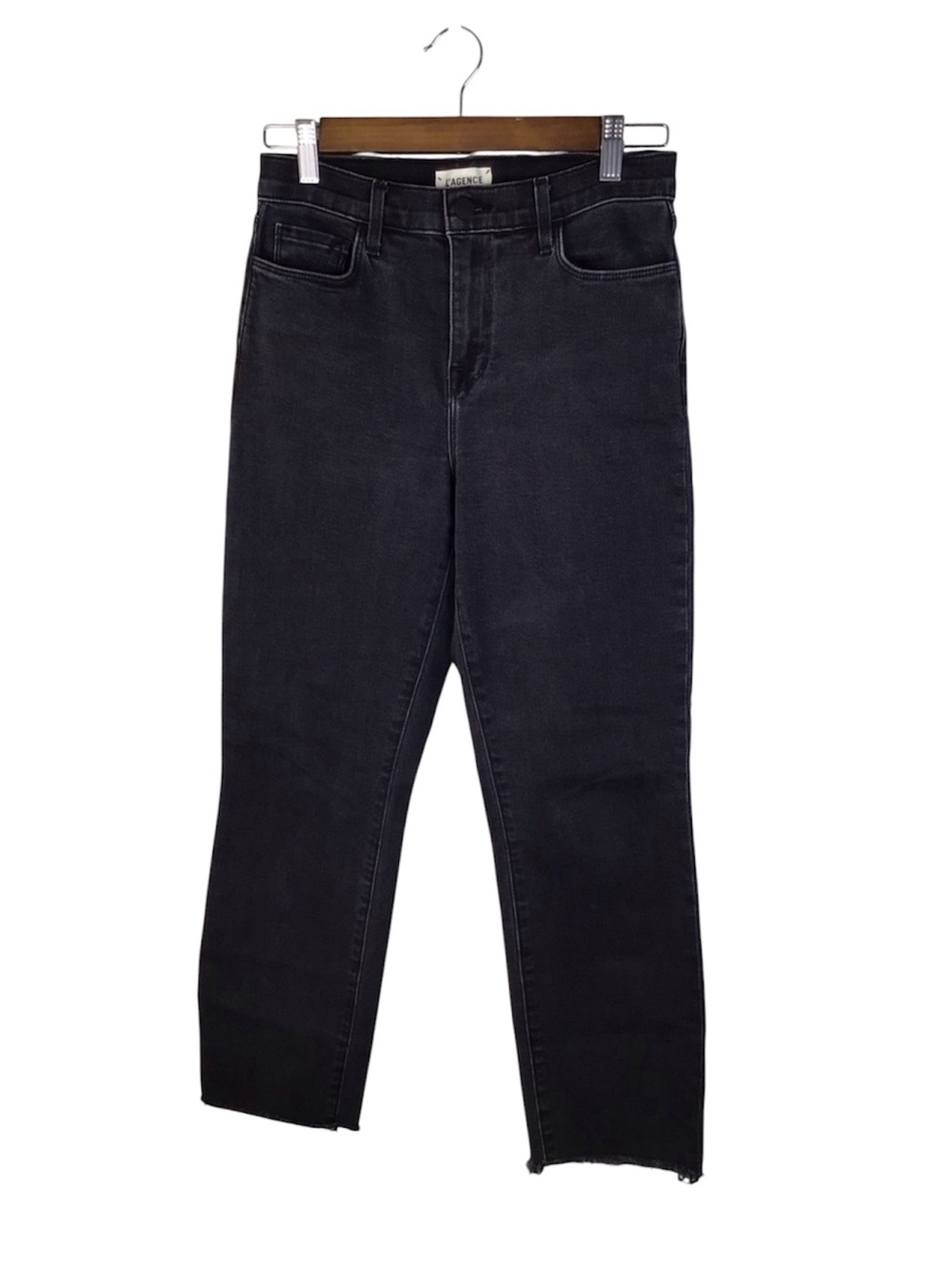 L’AGENCE Sada Slim-Leg Cropped Jean in Black Size 26.